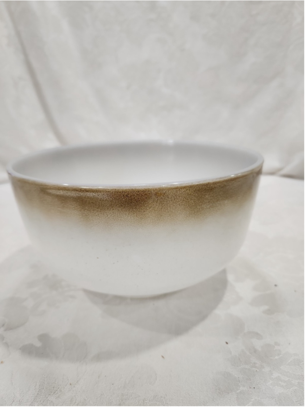 Vtg Federal Glass Bronze Metallic Ombre Milk Glass 2.5 Qt Mixing Bowl 8x4.5